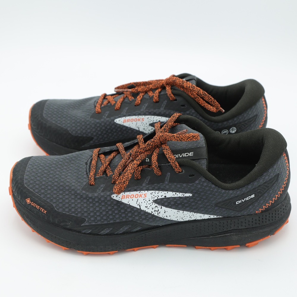Brooks Divide 4 GTX Mens 10 Black Orange Gore-Tex Trail Running Shoe 1104041D084 - Picture 3 of 8